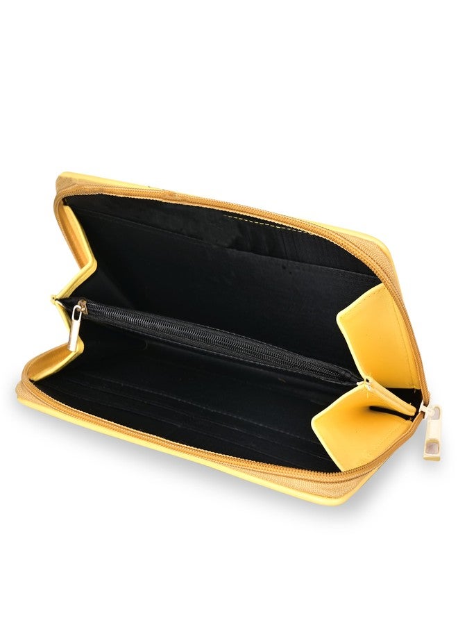 MARKQUES Zoey Pastel Yellow Zipper Wallet for Women and Girls | Stylish Vegan Leather Zip Purse for Ladies | Upto 8 Card Slots | Coin Pocket - Image 3